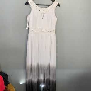 Ombré white formal gown with sequins/beading detail